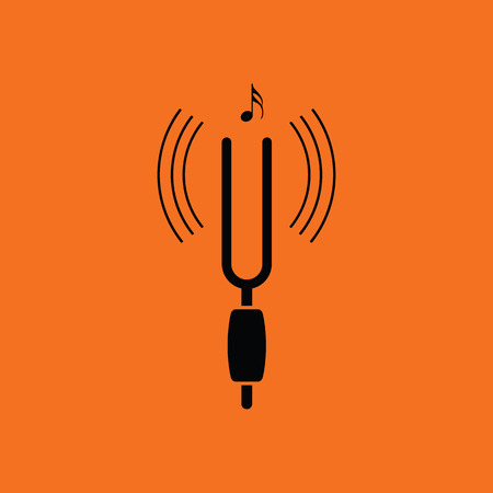 Tuning fork icon. Orange background with black. Vector illustration.のイラスト素材