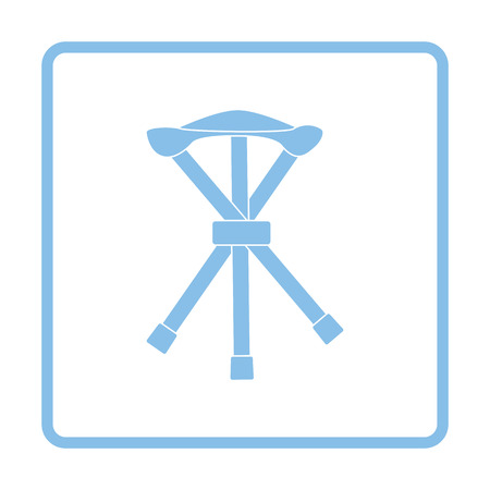 Icon of Fishing folding chair. Blue frame design. Vector illustration.のイラスト素材