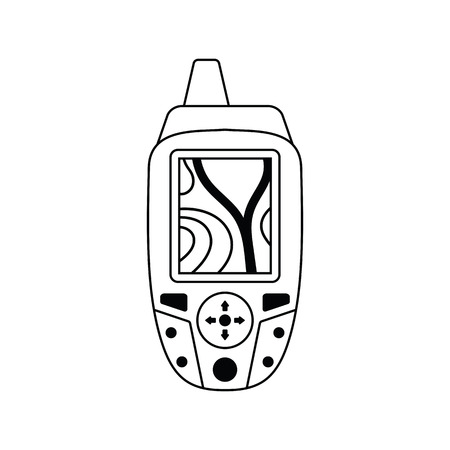 Icon of portable GPS device. Thin line design. Vector illustration.のイラスト素材