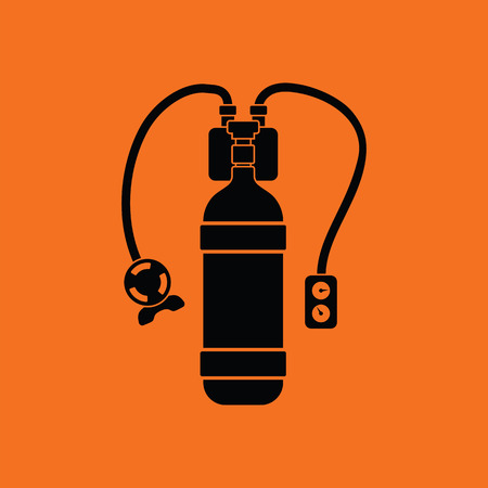Icon of scuba. Orange background with black. Vector illustration.のイラスト素材