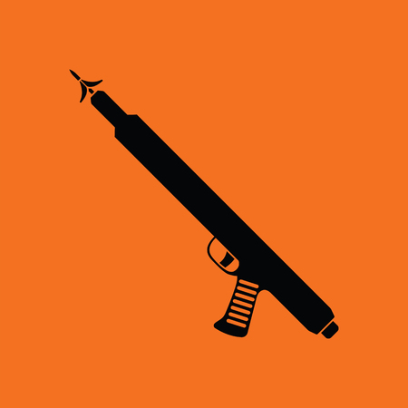 Icon of Fishing  speargun . Orange background with black. Vector illustration.のイラスト素材