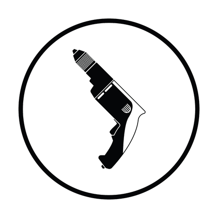Electric drill icon. Thin circle design. Vector illustration.のイラスト素材
