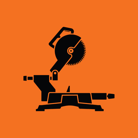 Circular end saw icon. Orange background with black. Vector illustration.のイラスト素材