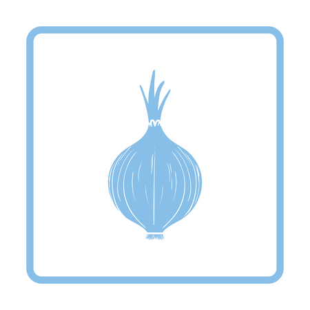 Onion icon. Blue frame design. Vector illustration.のイラスト素材