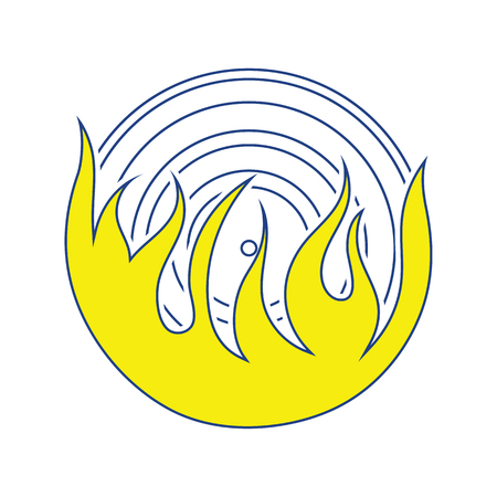 Flame vinyl icon. Thin line design. Vector illustration.のイラスト素材