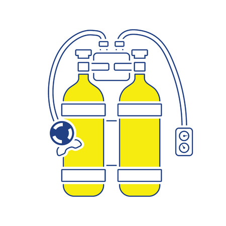 Icon of scuba. Thin line design. Vector illustration.のイラスト素材