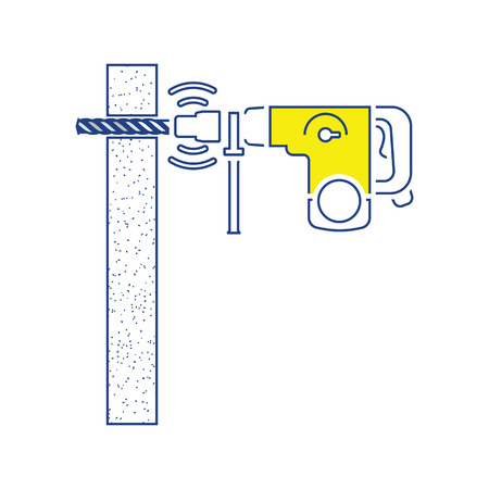 Icon of perforator drilling wall. Thin line design. Vector illustration.のイラスト素材