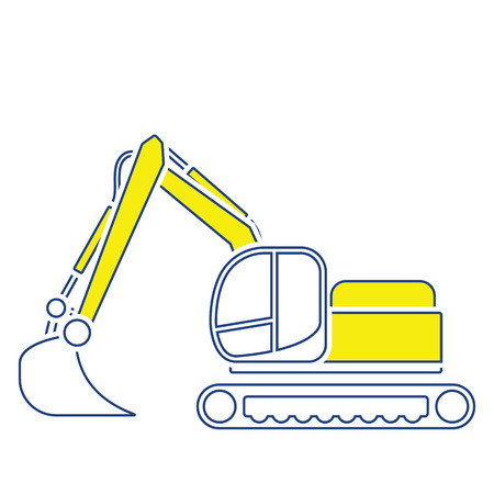 Icon of construction bulldozer. Thin line design. Vector illustration.のイラスト素材