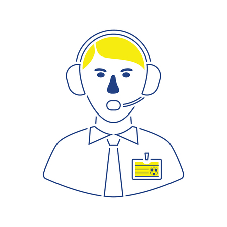 Icon of football commentator. Thin line design. Vector illustration.のイラスト素材