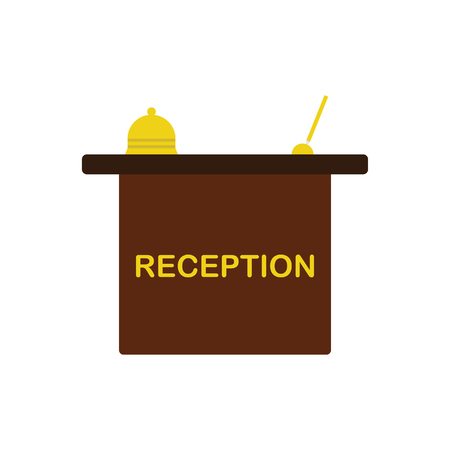 Hotel reception desk icon. Flat color design. Vector illustration.のイラスト素材