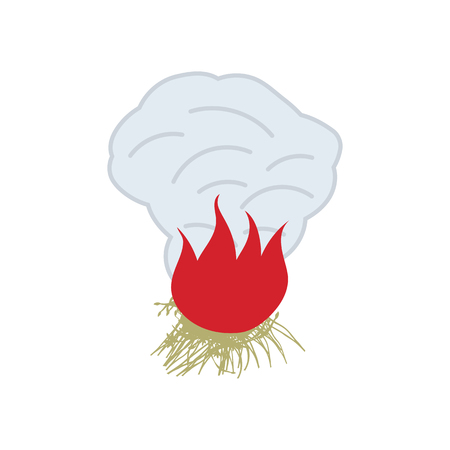 Sesonal grass burning icon. Flat color design. Vector illustration.のイラスト素材