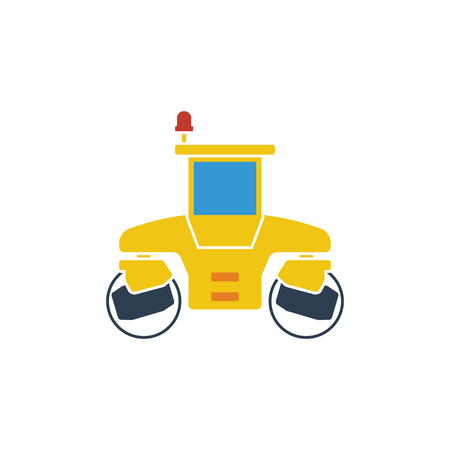 Icon of road roller. Flat design. Vector illustration.のイラスト素材