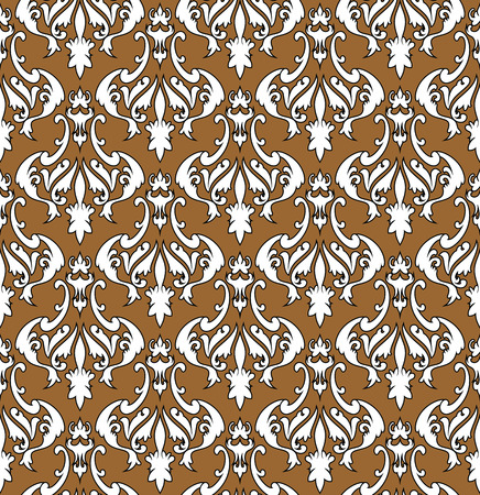 Damask Seamless Pattern. Elegant Outline  Design in Royal Baroque Style Background Texture. Floral and Swirl Element. Ideal for Textile Print and Wallpapers.Vector Illustration.のイラスト素材