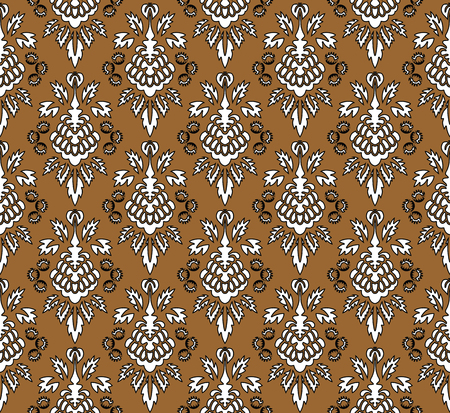 Damask Seamless Pattern. Elegant Outline  Design in Royal Baroque Style Background Texture. Floral and Swirl Element. Ideal for Textile Print and Wallpapers.Vector Illustration.のイラスト素材