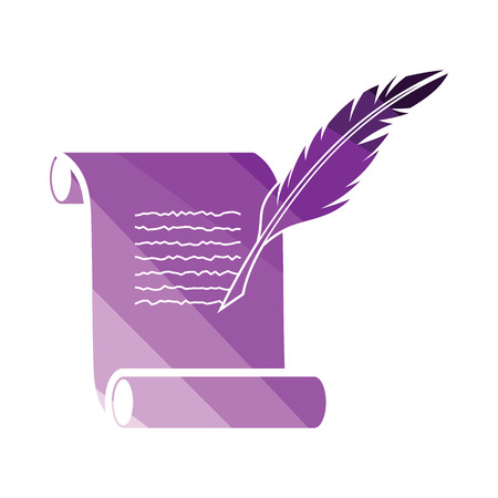 Feather and scroll icon. Flat color design. Vector illustration.のイラスト素材