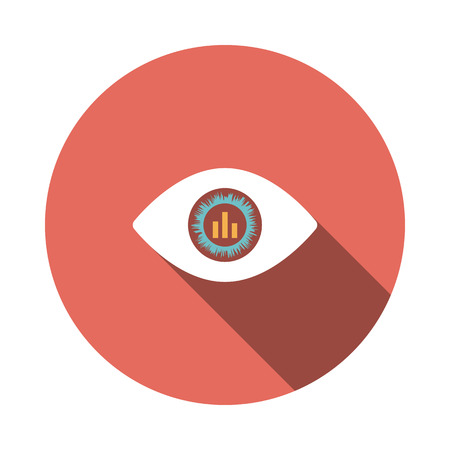 Eye with market chart inside pupil icon. Flat color design. Vector illustration.のイラスト素材