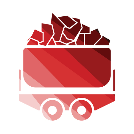 Mine coal trolley icon. Flat color design. Vector illustration.のイラスト素材