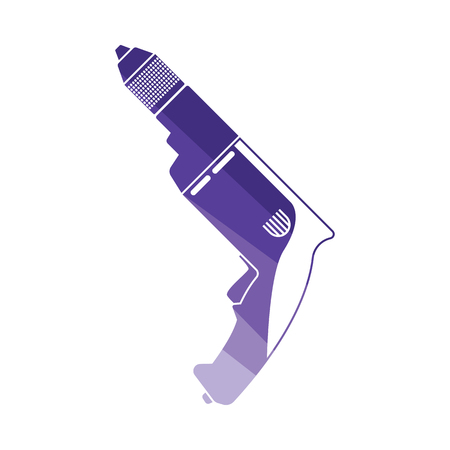 Electric drill icon. Flat color design. Vector illustration.のイラスト素材