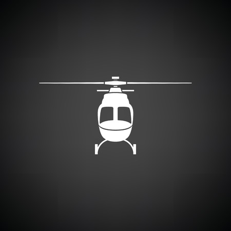 Helicopter icon front view. Black background with white. Vector illustration.のイラスト素材