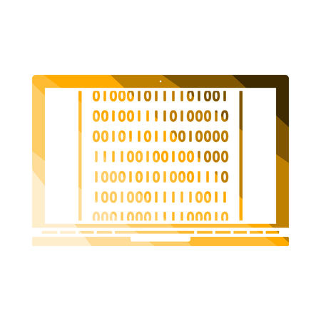 Laptop With Binary Code Icon. Flat Color Ladder Design. Vector Illustration.のイラスト素材
