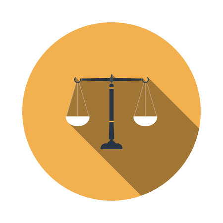 Justice scale icon. Flat Design Circle With Long Shadow. Vector Illustration.のイラスト素材