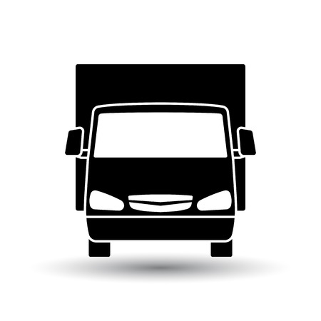 Van truck icon front view. Black on Whiteのイラスト素材