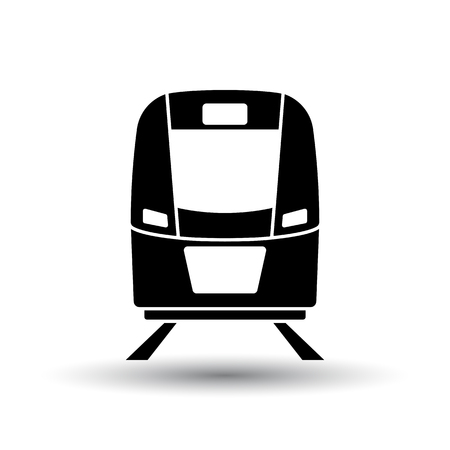 Train icon front view. Black on White Background With Shadow. Vector Illustration.のイラスト素材