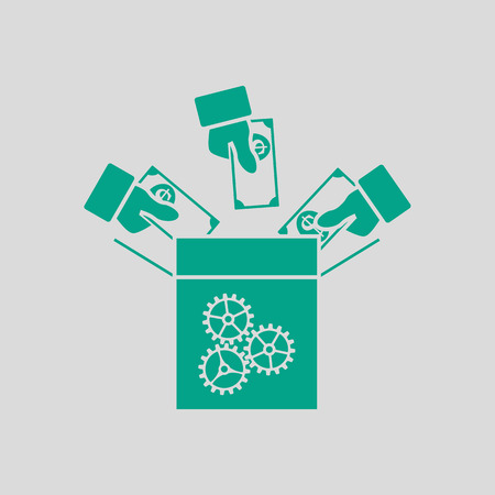 Crowdfunding Icon. Green on Gray Background. Vector Illustration.のイラスト素材