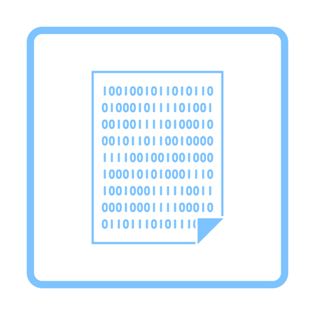 Sheet With Binary Code Icon. Blue Frame Design. Vector Illustration.のイラスト素材