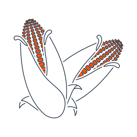 Corn Icon. Thin Line With Red Fill Design. Vector Illustration.のイラスト素材