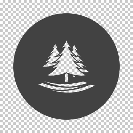 Fir forest  icon. Subtract stencil design on tranparency grid. Vector illustration.のイラスト素材