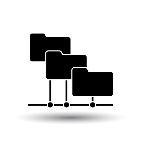 Folder Network Icon. Black on White Background With Shadow. Vector Illustration.のイラスト素材