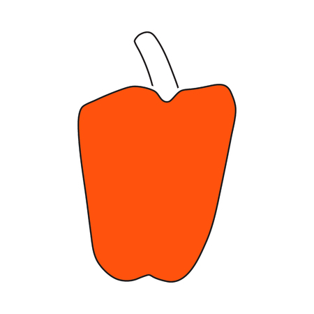 Pepper Icon. Thin Line With Orange Fill Design. Vector Illustration.のイラスト素材