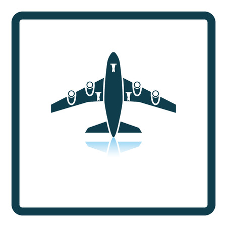 Airplane takeoff icon front view. Square Shadow Reflection Design. Vector Illustration.のイラスト素材