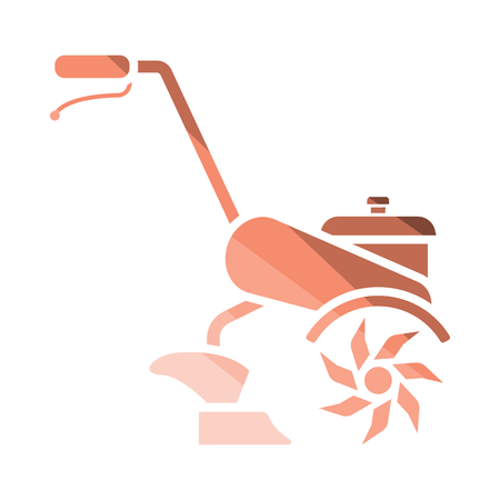 Garden tiller icon. Flat color design. Vector illustration.のイラスト素材