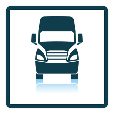 Truck icon front view. Square Shadow Reflection Design. Vector Illustration.のイラスト素材