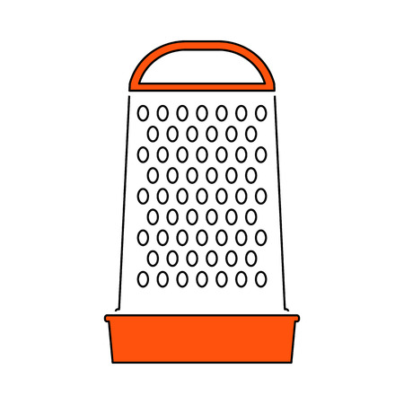 Kitchen Grater Icon. Thin Line With Orange Fill Design. Vector Illustration.のイラスト素材