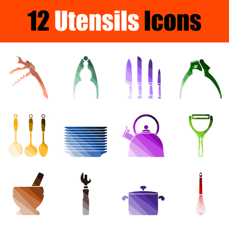 Utensils Icon Set. Color Ladder Design. Vector illustration.のイラスト素材