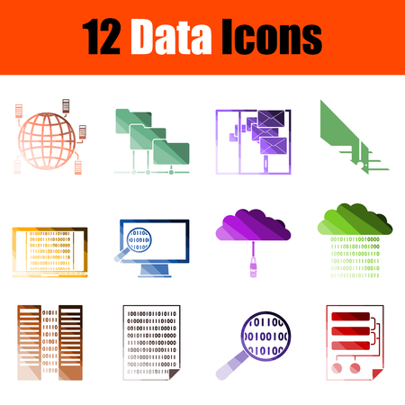 Data Icon Set. Flat Color Ladder Design. Vector Illustration.のイラスト素材