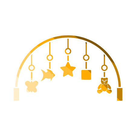 Baby Arc With Hanged Toys Icon. Flat Color Ladder Design. Vector Illustration.のイラスト素材
