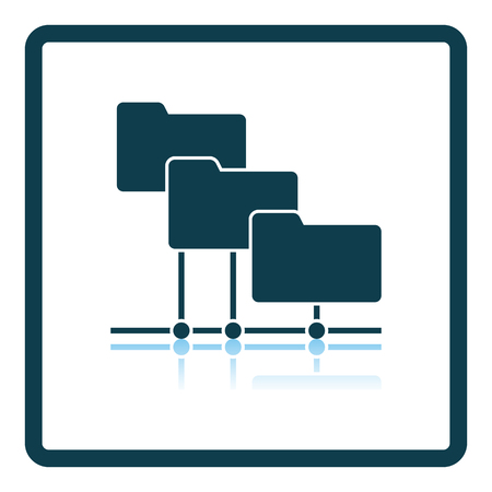 Folder Network Icon. Square Shadow Reflection Design. Vector Illustration.のイラスト素材