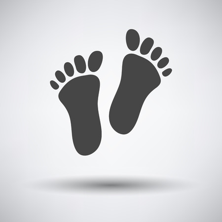 Foot print icon on gray background with round shadow. Vector illustration.のイラスト素材