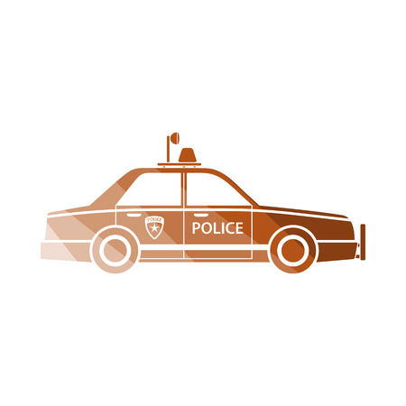 Police Car Icon. Flat Color Ladder Design. Vector Illustration.のイラスト素材
