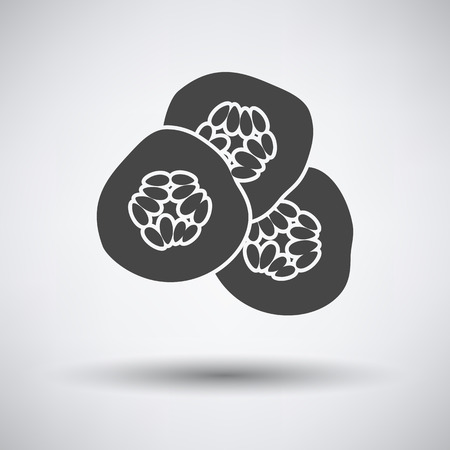 Fresh cucumber slices for SPA procedure icon on gray background with round shadow. Vector illustration.のイラスト素材