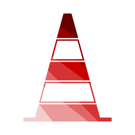 Icon Of Traffic Cone. Flat Color Ladder Design. Vector Illustration.のイラスト素材