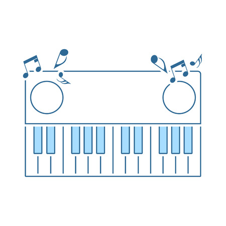 Piano Keyboard Icon. Thin Line With Blue Fill Design. Vector Illustration.のイラスト素材