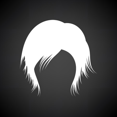 Woman Hair Dress. White on Blackのイラスト素材