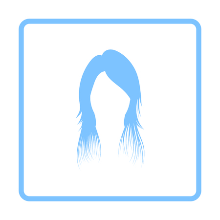 Woman Hair Dress. Blue Frame Design. Vector Illustration.のイラスト素材