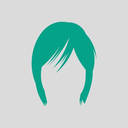 Woman Hair Dress. Green on Gray Background. Vector Illustration.のイラスト素材