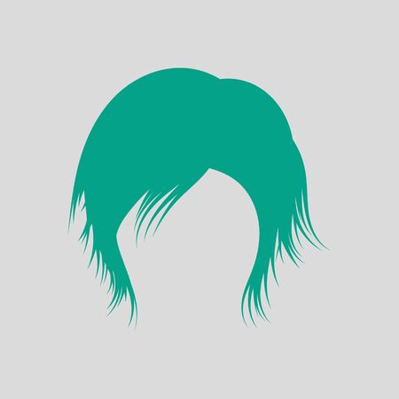 Woman Hair Dress. Green on Gray Background. Vector Illustration.のイラスト素材